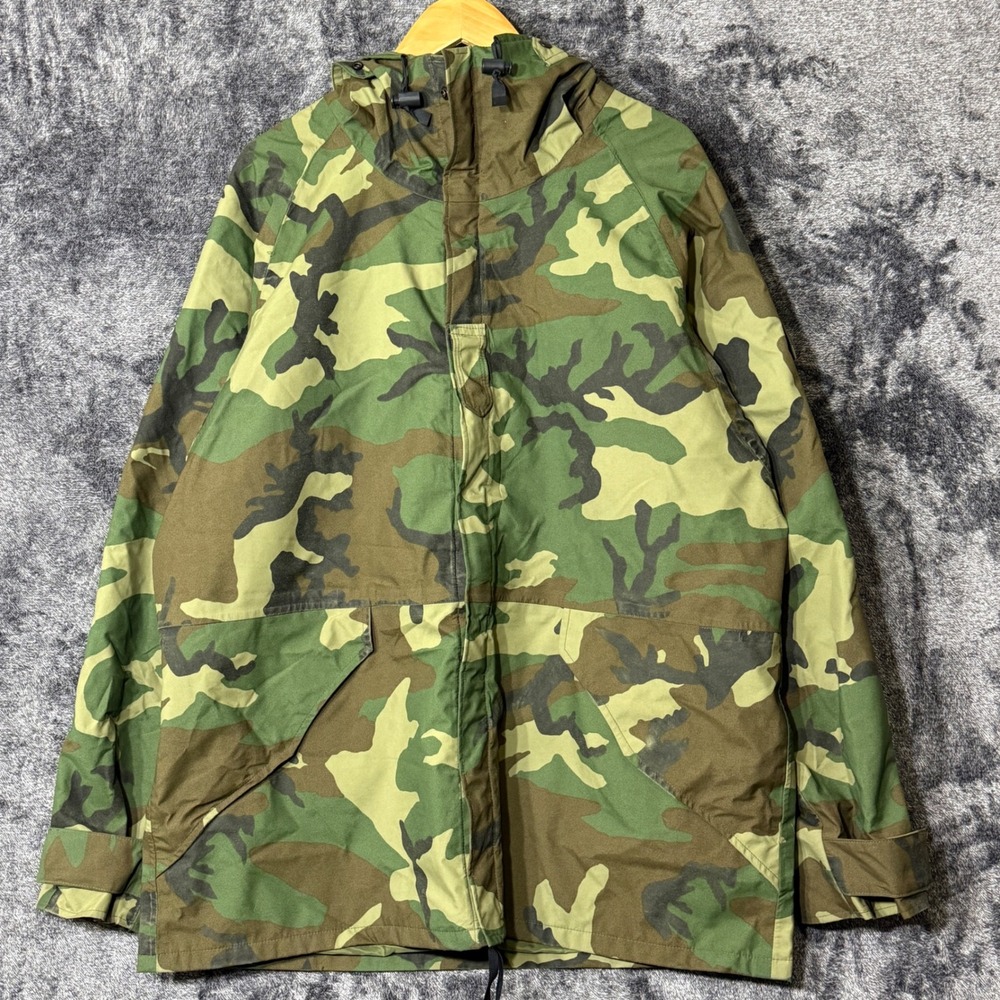 US Military Goretex Parka ECWCS Woodland Camo Cold Weather Jacket Large Long